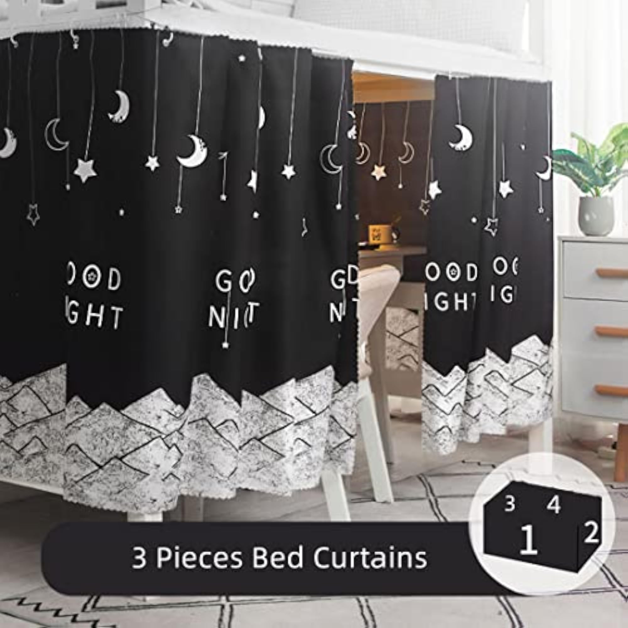 Dorm Bunk Bed Curtains, Privacy Shading Canopy Net