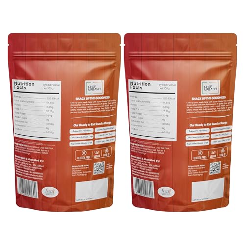 Image of Chef Urbano Quinoa Chips Piri Piri 85g PACK OF 2 | Gluten Free | Vegan | Low GI| Crunchy Healthy Snacks | High Protein and Fiber Rich Good for Diet | Good for Kids