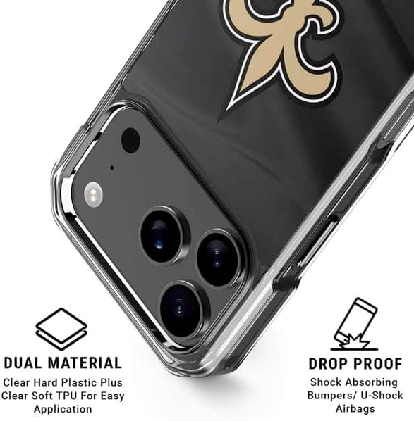 Skinit Clear Phone Case Compatible with iPhone 17 Pro Max - Officially Licensed NFL New Orleans Saints Design