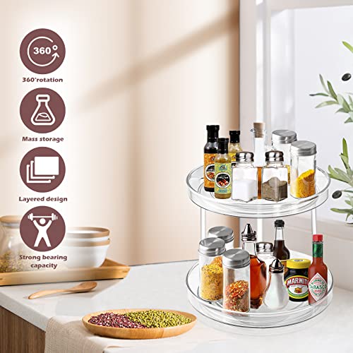 360° Portaspezie Organizer Girevole 2 Livelli, Organizer Cucina, Vassoio Portaoggetti Girevole, per Armadi Dispensa Piani Lavoro, Per Spezie, Frutta, Snack, 23cm - immagine 4
