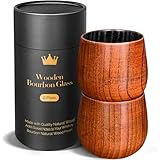 Charred Wooden Bourbon Drinking Glass, Bourbon Gifts for Men β 10oz Wooden Old Fashioned Glasses Set Whiskey Tumbler | Birthday Whiskey Gifts for Men, Dad or Brother Original Bourbon Tumbler (2 Pack)