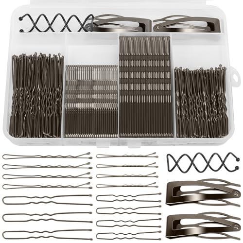 Flareann Gray Bobby Pins Set with U Shape Pins Spiral Pin & Snap Clips