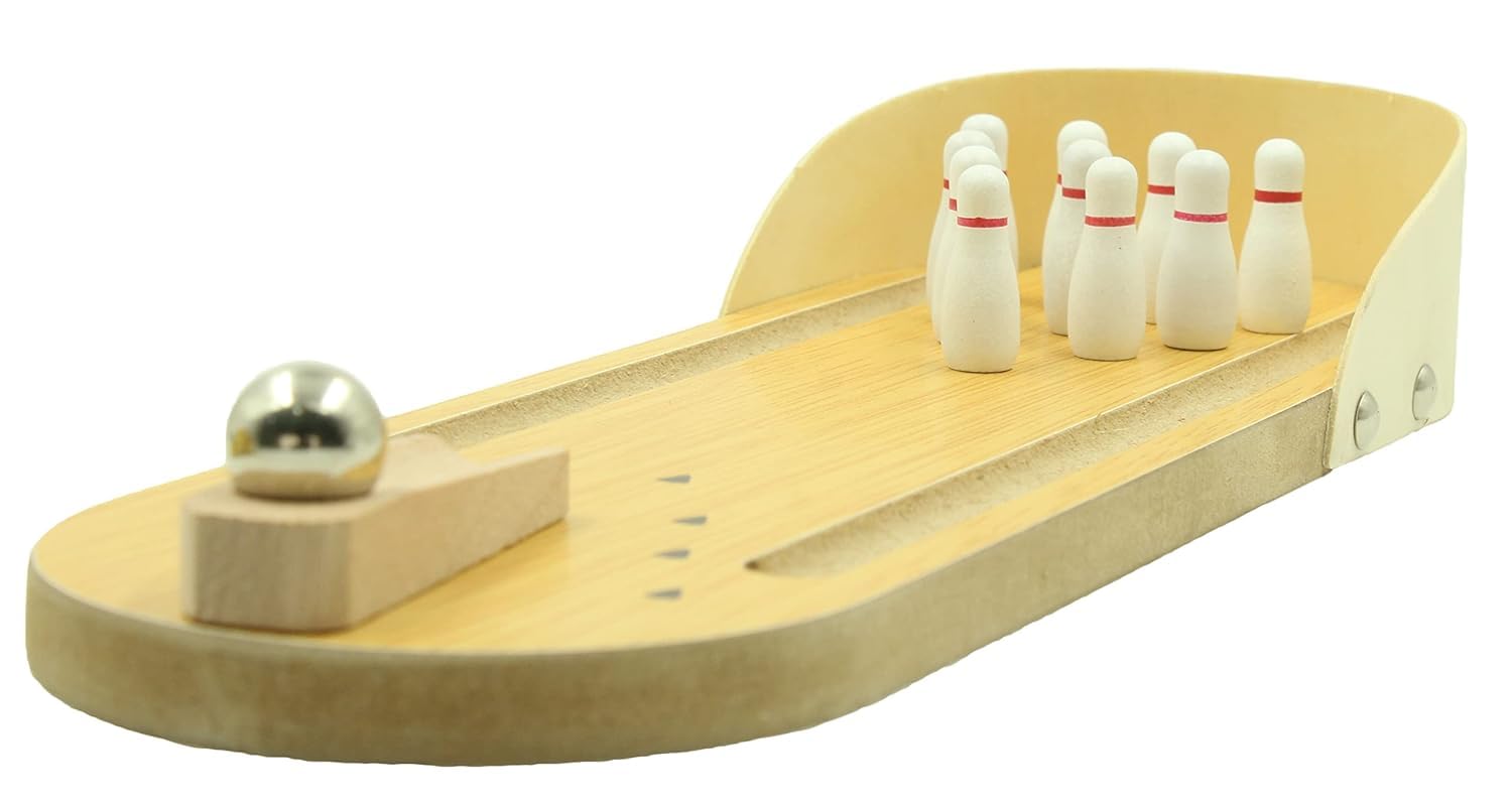 SPOCCO | Wood Mini-Entertainment Desktop Bowling Game Set, Multicolour, 10 Bowling pins,1 Metal Bowling Ball,1 Wooden Bowling ramp with peg,1 Wooden Alley for Kid 4-10 Years - 63-image-46