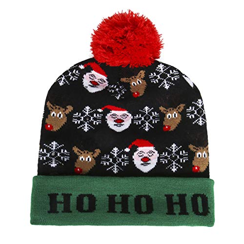Preisvergleich Produktbild Funhoo Weihnachtsmütze Unisex Winter Bommelmütze Lustige Häßliche Witzige Mütze Beleuchtete Strickmütze Beanie Hut für Weihnacten Party Outdoor (C)