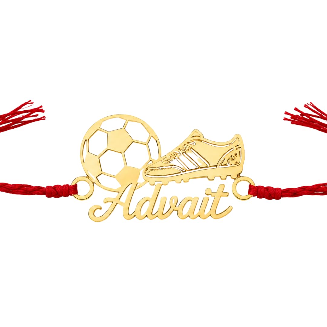 Personalized Football & Soccer Boot Rakhi for Brother | Custom Name Football Rakhi with Red Braided Thread | Unique Raksha Bandhan Gift for Sports Fans-picture-22