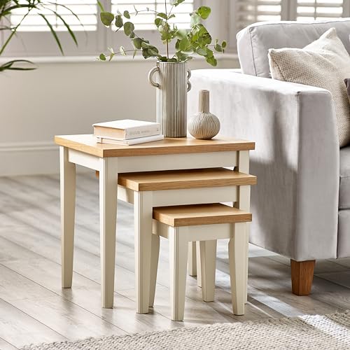 Furniturebox UK Set of 3 Wooden Nesting Tables - Eden