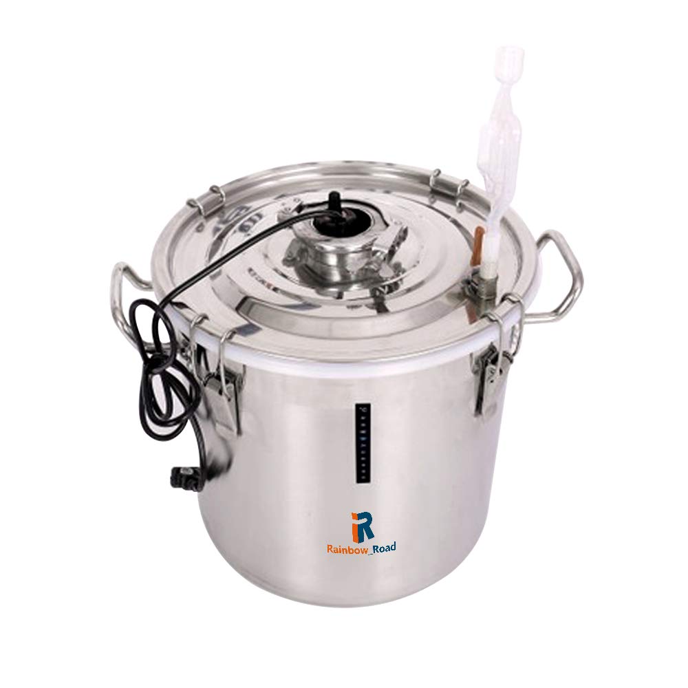 Rainbow_Road Fermenteur d'acier Inoxydable 20L 5.3Gallon Thermostat fermenteur Chauffage contrôle de température échappement Automatique avec Bande de température (5.2 Gal / 20L)