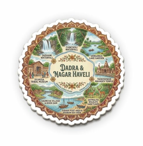 Image of Dadra & Nagar Haveli Textured Finish Acrylic Fridge Magnet - UV Texture Printed, Stylish Multicolor Magnet for Fridge, Wardrobe & Metal Surfaces, Pack of 1 (Dadra & Nagar Haveli)