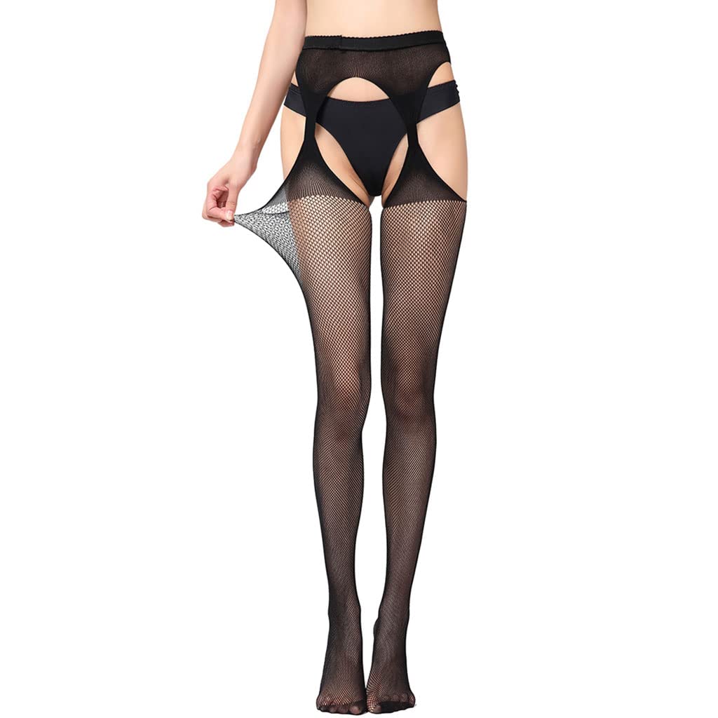 Bas Porte-Jarretelles pour Femme, Bas Porte-Jarretelles Tout-en-Un, Bas Hauts Noirs Sexy, Bas en Dentelle pour Femme, 2 Paires (Taille S) (Taille J)