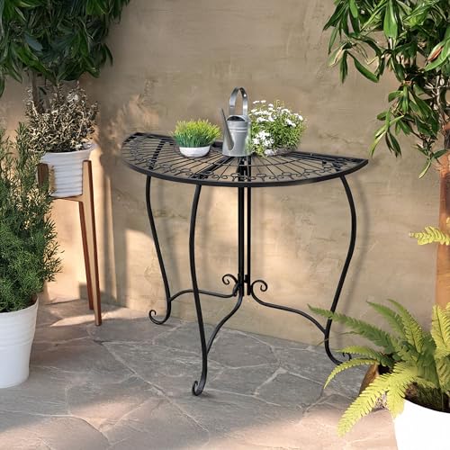 Table de fleurs compacte en métal pour optimiser les petits balcons