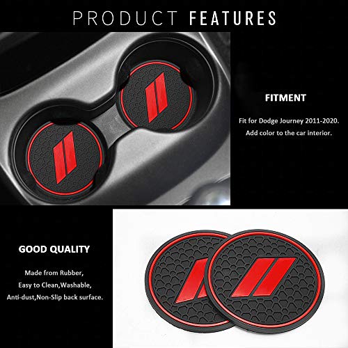 Auovo Anti dust Mats for Journey Accessories 2021 2020 2019 2018 2011-2020 Custom Fit Center Console and Cup Holder Liners Mats(Red)