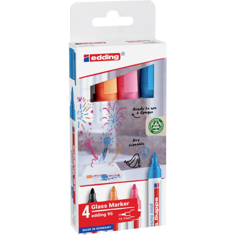 edding 95 Glass Marker Assorted 4Pcs Set 4-95-4-2
