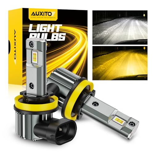 Image of AUXITO H11 H8 H9 LED Switchback Bulb, 6500K Cool White & 3000K Amber Yellow, 50000LM Brighter Ultra-Bright, Plug N Play, Long Lifespan, No Flicker, 99% Compatibility, 2PCS