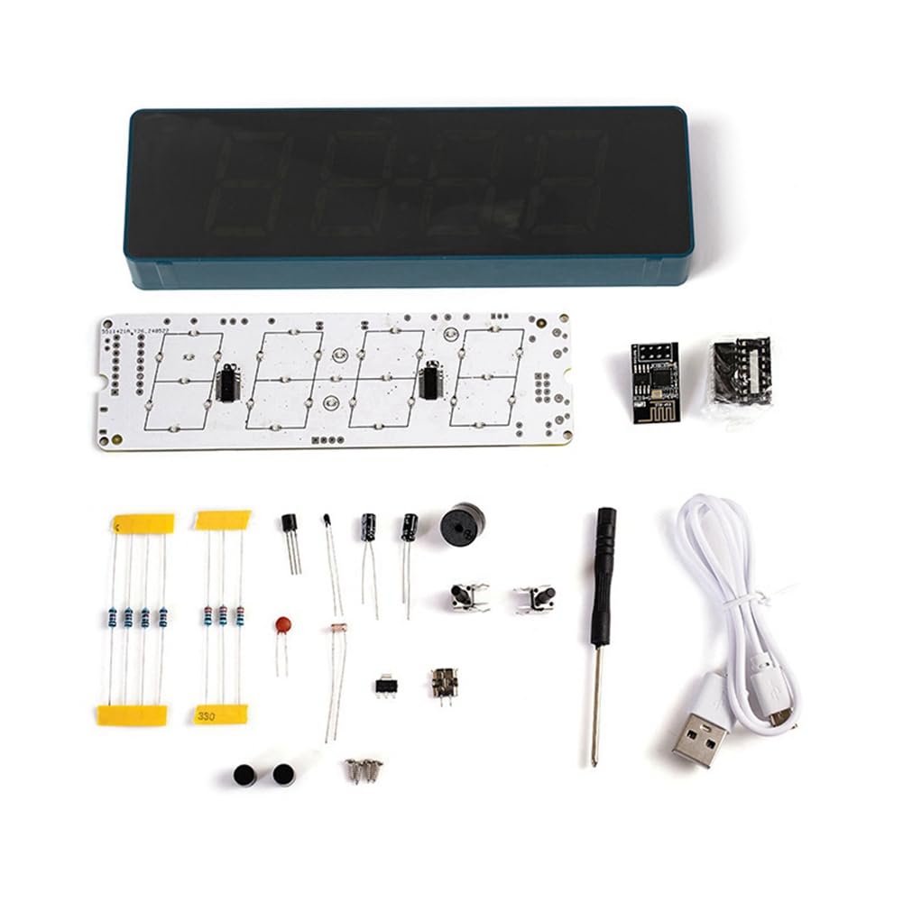 Kit elettronico fai da te digitale RGB LED colorato sveglia Suite 4Digit data temperatura orologio saldatura pratica progetto, B