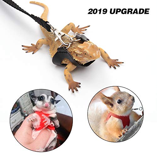 Sayopin Adjustable Hamster Harness Rat Leash Bearded Dragon Harness Guinea Pig Training Walking Leather Leash Reptile… - Image 5