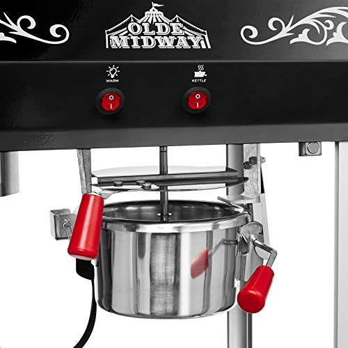 Image of Olde Midway Bar Style Popcorn Machine Maker Popper with 6-Ounce Kettle - Black