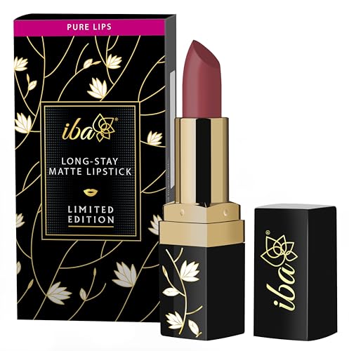 Image of Iba Pure Lips Long Stay Matte Lipstick Limited Edition for Women L02 Turkish Rose, 4g | Creamy Matte Finish & Smooth Texture | Long-Lasting | Hydrated Lips | Enriched with Vitamin E & Shea Butter | Intense Colour & Highly Pigmented | Lip Makeup