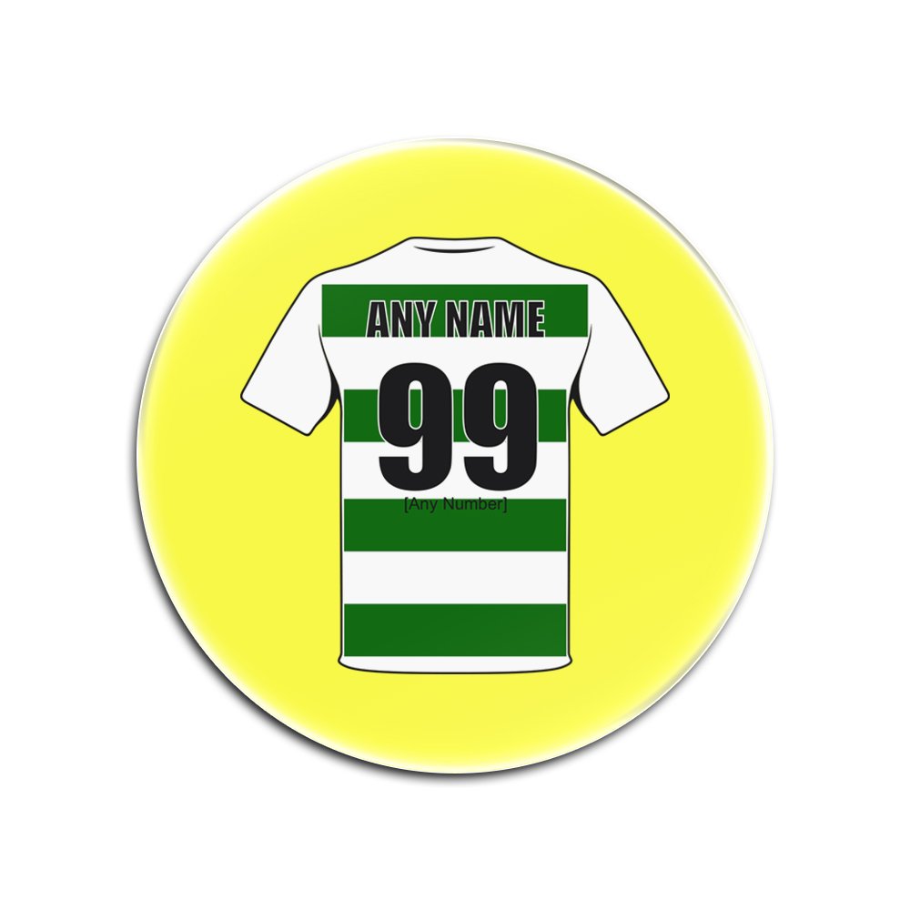 Personalised Gift - Celtic Glass Round Coasters (Football Club Design Theme, Colour Options) - Any Name/Message on Your Unique Mat Pad - The Bhoys Hoops Celts