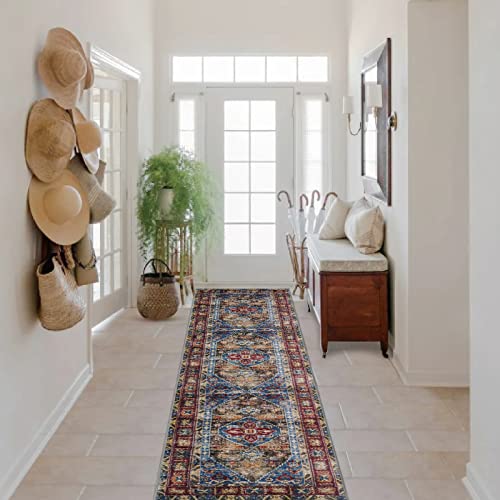Tewwet Hallway Runner Rug, Non Slip Runners Rug With Rubber Backing, Machine Washable Boho Vintage Rugs For Kitchen Bedroom Entryway Accent Area Carpet Runner 2X8 Ft #TOP2