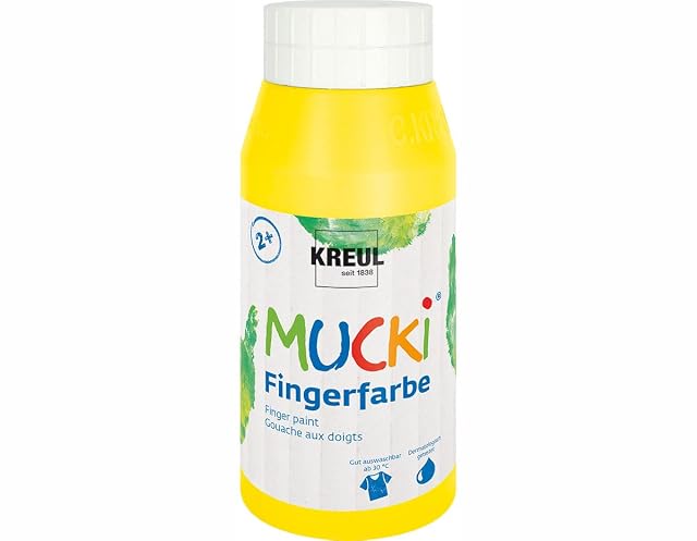 KREUL 23202 - Mucki pintura brillante para dedos, 750 ml en amarillo, a base de agua, sin parabenos…