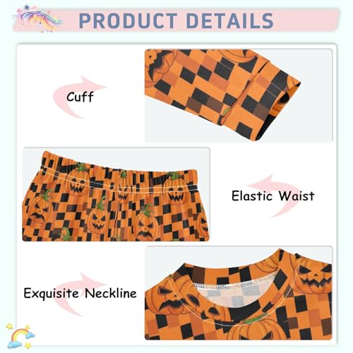 Pajama Sets Long Sleeve Pumpkin Pattern Soft Comfy Sleepwear 2 Piece PJS 3-8T4