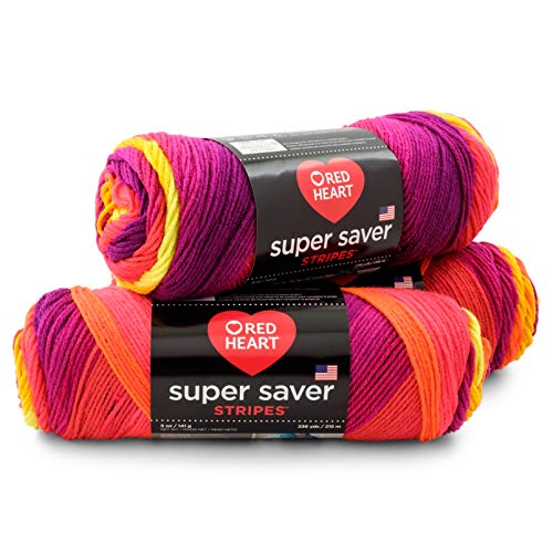 Image of RED HEART Super Saver 3-Pack yarn, FRUITY STRIPE 3 Pack