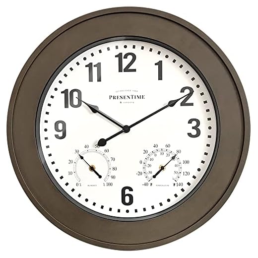 Presentime & Co. 20" Bradford in/Outdoor Farmhouse Clock with Weather Thermometer & Hygrometer
