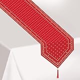Beistle Printed Bandana Table Runner, 11-Inch by 6-Feet, Red/White