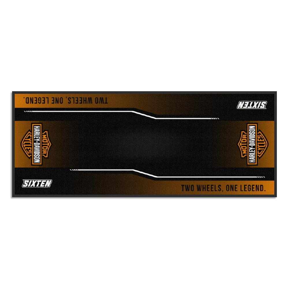 SIXTEN Tapis Moto Harley Davidson 95x240 - Tapis de Garage et Paddock écologique - Lavable, Absorbant l'huile et écologique - Tapis de Protection pour Motos