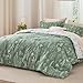 Bedsure Queen Comforter Set - Green Bed Set, 3 Pieces Cute Floral Bedding, 1 Soft Reversible Botanical Flowers Comforter and 2 Pillow Shams