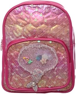 شنطة ظهر مقسمة بتصميم لطيف لامع من الجلد الصناعي للأطفال، مع سطح مقاوم للماء، وأحزمة مريحة قابلة للتعديل، تصميم متين بوزن خفيف، ام 62- متعددة الألوان