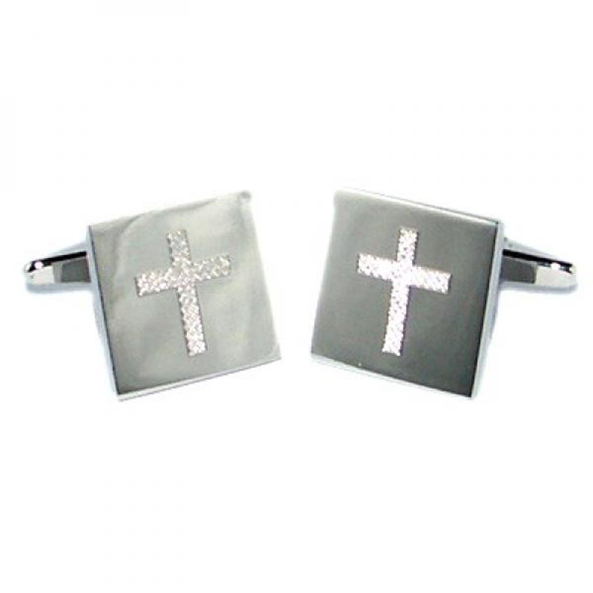 Engraved Christian Cross Cufflinks Presented in a Cufflink Box X2BOE009