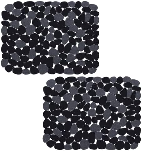Bligli Pebble Sink Mat for Stainless Steel/Ceramic Sinks, 2 Pack PVC Sink Protectors Mats for Bottom of Kitchen Sink, Dish Drying Mat for Dishes and Glassware, 15.7 x 11.8 inch, Black