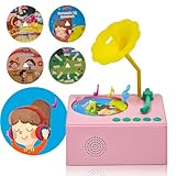 Kids Gramophone with 96 Learning Cards, Toddler Gramophone Music Toy, Kid Phonograph Toddler Record Player, Kid Gramophones, Children's Phonograph Story Music Player Gift Boys Girls (Pink)