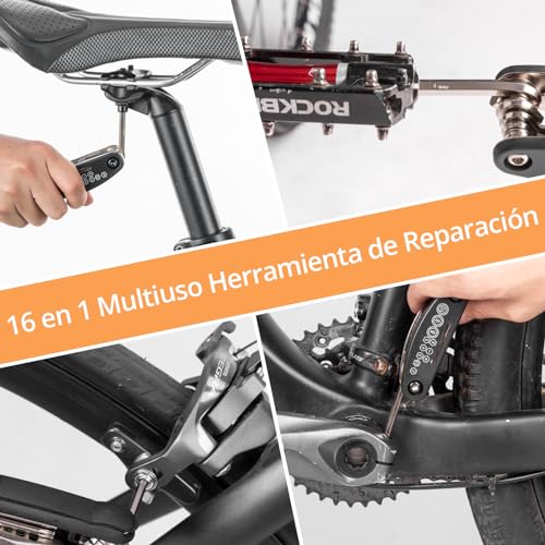 ROCKBROS 16 en 1 Herramientas de Reparación de Bicicleta Multifunción, Multiherramienta Plegable Portátil para MTB Bicicleta Carretera Ciclismo - imagen 5