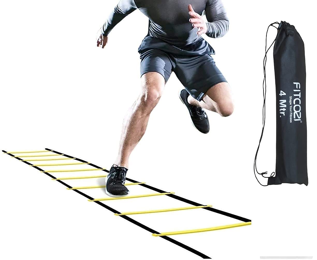 4 Mtr Agility Ladder Training Set - Exercise Workout Equipment to Boost Fitness & Increase Quick Footwork - Kit for Soccer, Football - with Carry Bag (4mtr, Fitcozi) (B09C2HJFCV) Amazon Price History, Amazon Price Tracker