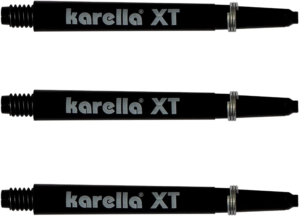 Karella XT Shaft Medium and Intermediate with Spring Ring, Suitable for All Standard Darts, 2BA Small Thread, 48 mm, 41 mm, Black