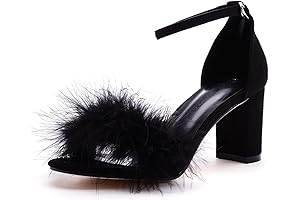 3 Inches Black Fur Heels