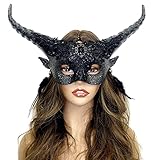 Ram Goat Steampunk Masquerade Mask Devil Headpiece Mask For Costume Halloween Horror Demon Party (Black)
