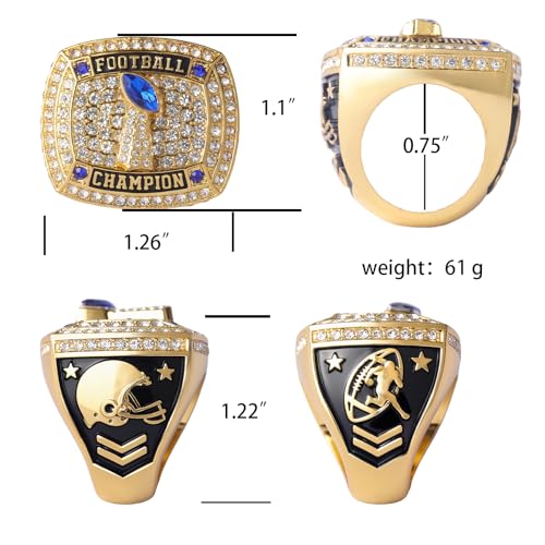 Image of 12 pcs Pack FFT02 6 Styles Football Championship Trophy Ring Champion and Finalist Awards Finger Size 9