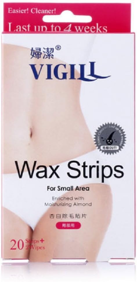 Vigill Wax Strips for SMALL AREA (Face & Bikini) - With Whitening Almond Extract