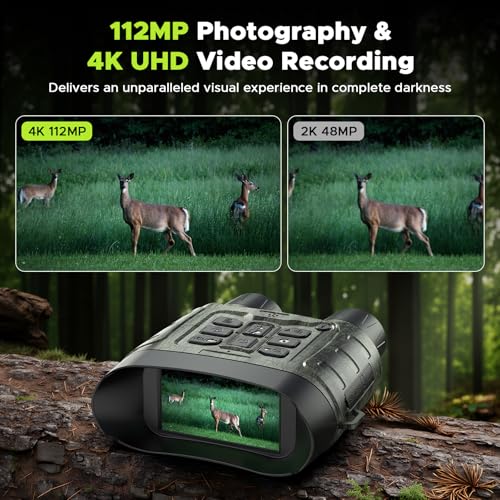 Image of Night Vision Goggles, 112 MP 4K Night Vision Binoculars for Adults, 12X Zoom & 5000mAh Battery, 64GB Card Included, Infrared Binoculars Night Vision, Tech Gadgets Telescope for Bird Watching