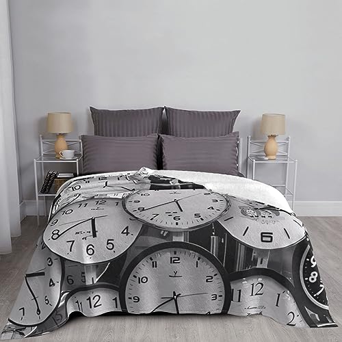 Couverture canapé et lit Clock Art plaid polaire chaud - 7