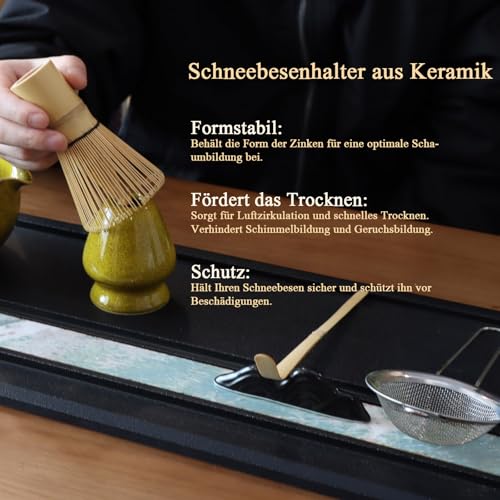 Matcha Set 7 Stk, Handgemacht Matcha Besen Set, Hochwertiger Blau-Gradient – Ansicht 6