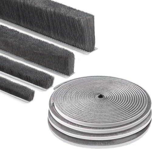 ZOMPAGO Strong Adhesive Brush Weather Stripping & Seal Strip, 0.2in Thick x 0.4in(W) x 33FT Grey - for Sliding Windows & Exterior Doors, Soundproof/Dustproof/Windproof, Warm Insulation, Waterproof by ZOMPAGO - Used condition - US$8.11