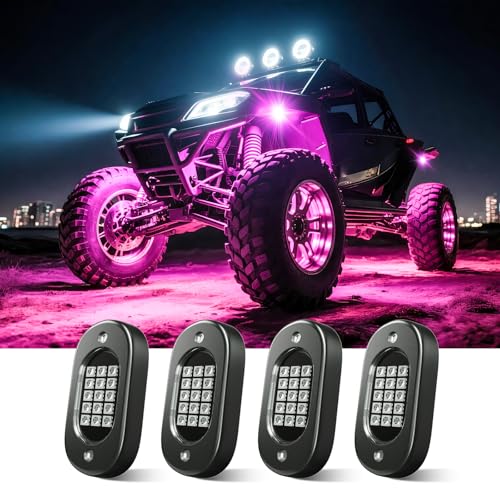 LED Rock Lights for Trucks 4 pods, RGB Rock Lights for UTV with Music Mode, Neon Rock Light Kits for UTV ATV Golf Cart Four Wheeler RZR Truck