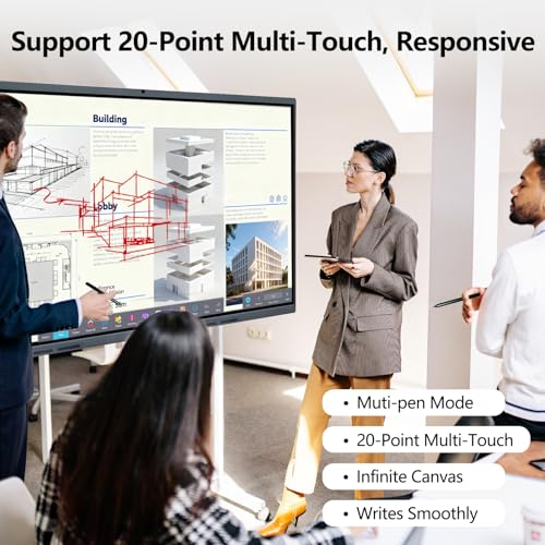 Image of 65 inch Smart Board Digital Whiteboard as 4K UHD Interactive Display Touchscreen,Android 13,8GB+128GB,20-Point Touch,Ideal for Business Meetings,Home Offices,and classrooms,Dual-System Support