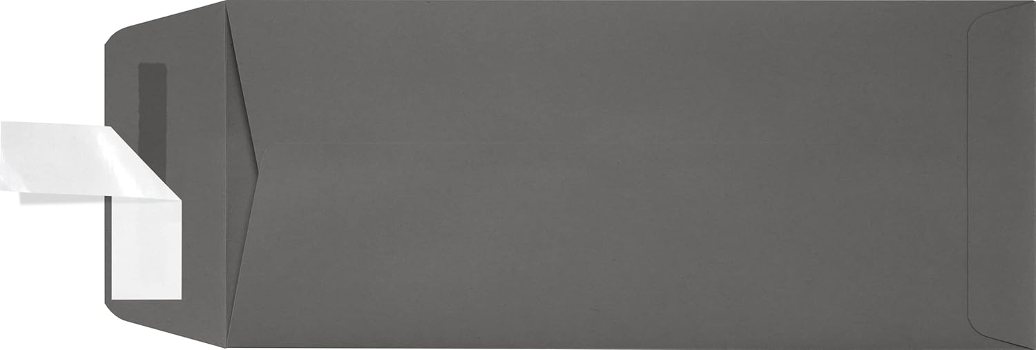 LUXPaper #10 Policy Business Envelopes | Peel & Press | 4 1/8" x 9 1/2" | Smoke Gray | 80lb. Text | 250 Qty