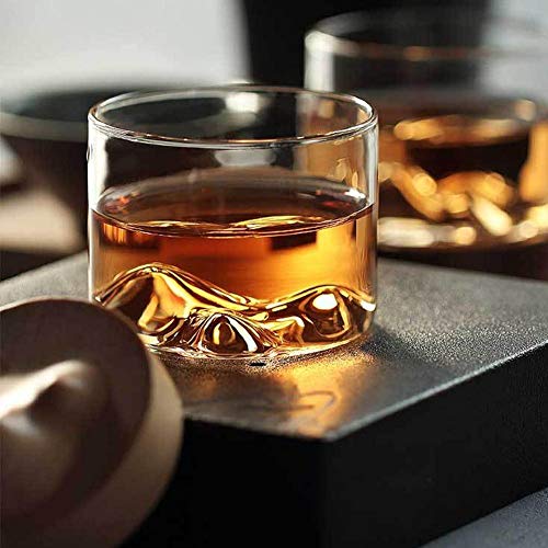 Whiskey Glass Mountain Fuji Style Wine Glass Teacups With Wooden Bottom - Infusing Coffee, Milk, Tea #TOP6