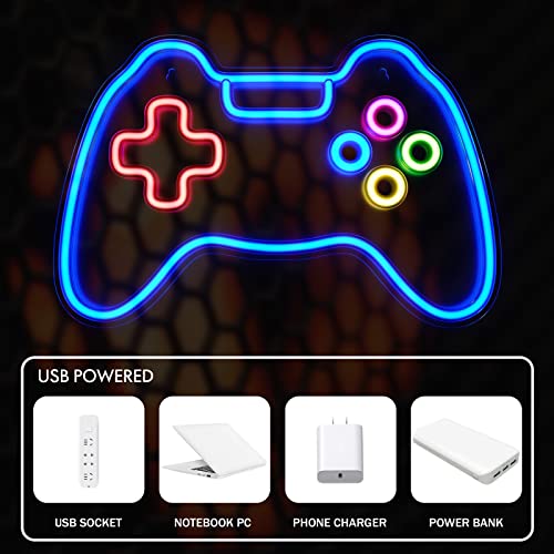 Cisteen Game Neon Sign, Gamepad Shape LED Neon Light Signs with Acrylic Board, USB Powered Game Room Decoration Wall Light - Image 3